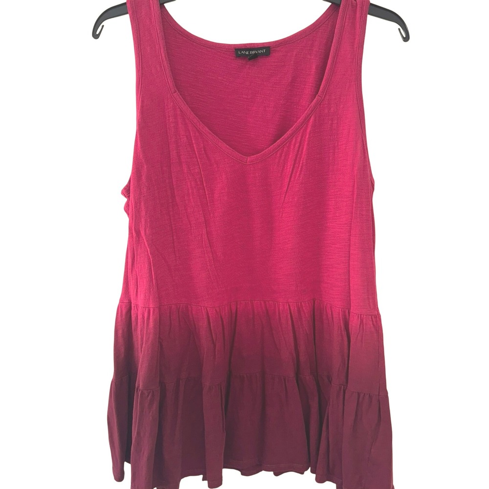 LANE BRYANT Sweetheart Tiered Fushia Pink Ombre Max Swing Tank Size 18 20